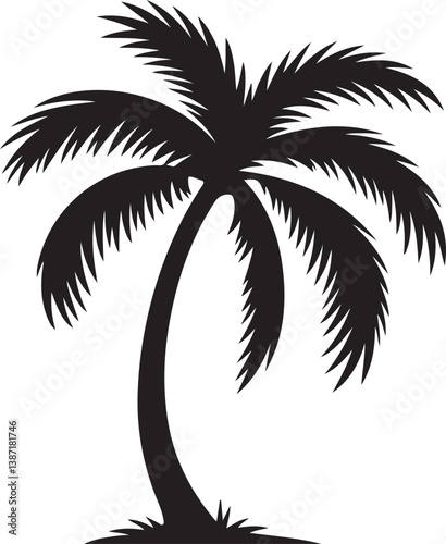 palm tree icon over white background, silhouette style, vector illustration