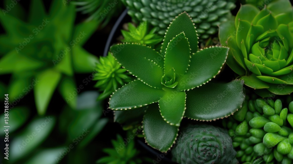 Obraz premium Vibrant green succulents in a pot, close-up. Healthy and thriving plants, creating a natural, earthy aesthetic. Perfect for home decor