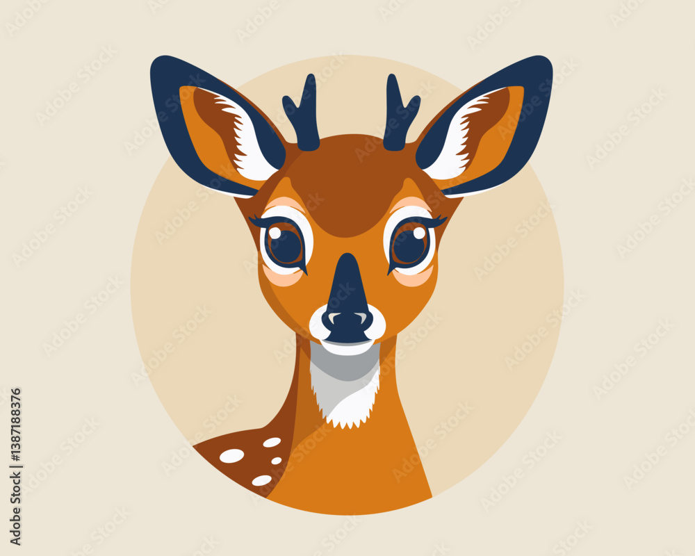 Obraz premium Cute little deer cartoon vector illustration. Cute fawn.