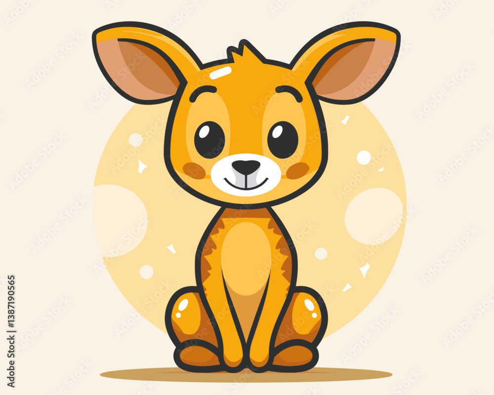 Fototapeta premium Cute little deer cartoon vector illustration. Cute fawn.