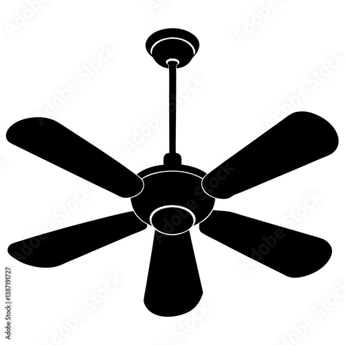 Ceiling Fan silhouette isolated on white background