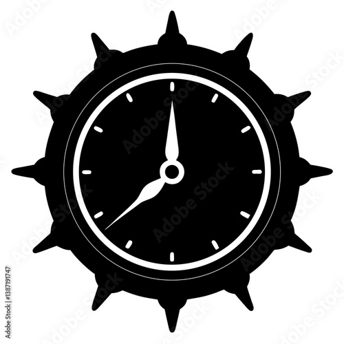 Clock silhouette isolated on white background