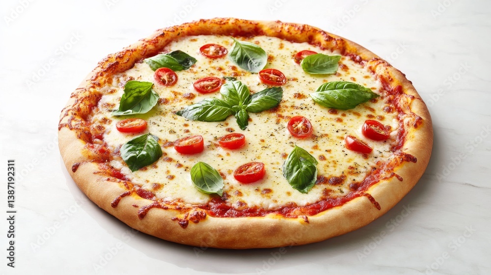 A cheesy margherita pizza with fresh basil and mozzarella. Featuring flavor and simplicity A cheesy margherita pizza with fresh basil and mozzarella. Featuring flavor and simplicity