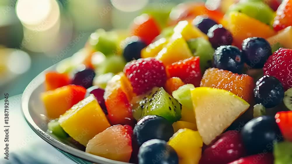 Colorful fruit salad with various fruits in a bowl Colorful fruit salad with various fruits in a bowl