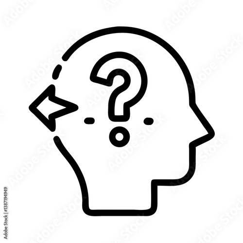 Head with Question Mark Representing Decision Making or Uncertainty Icon Design