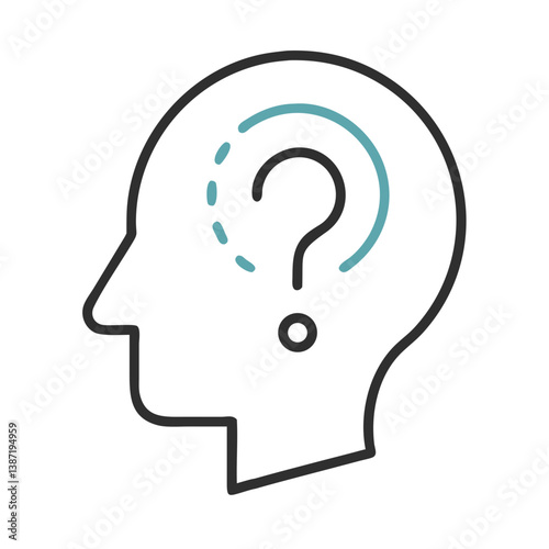 Head with Question Mark Representing Decision Making or Uncertainty Icon Design