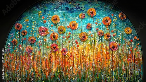 A vibrant tapestry of Mexican floral patterns, woven with intricate embroidery that adorned traditional textiles, adorned with colorful ornamentations that reflected the rich heritage and artistry  photo