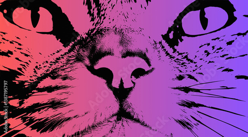 drawn bright cat