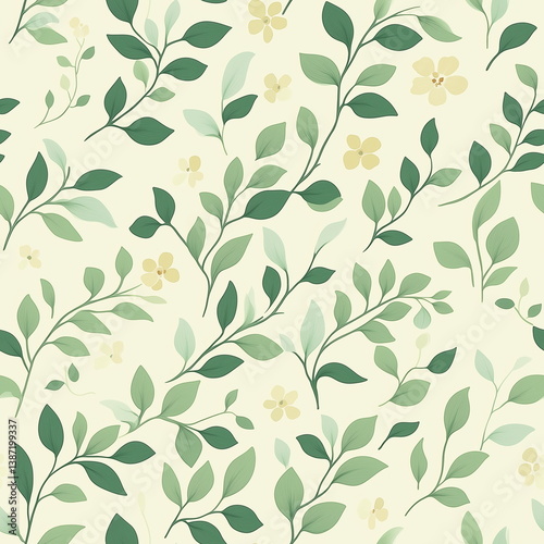 Wallpaper Mural Abstract background with seamless floral pattern featuring natural plant elements. Ideal for wallpaper, textile, tile design, and various business or branding purposes. Torontodigital.ca