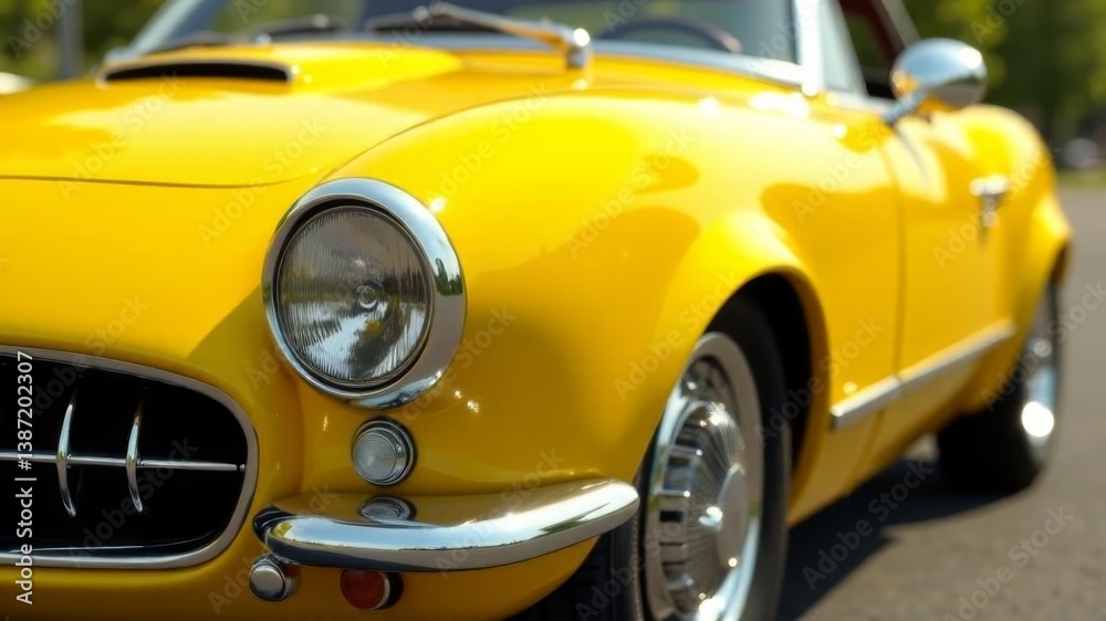 particle view of yellow brand new luxury car parked outdoors particle view of yellow brand new luxury car parked outdoors