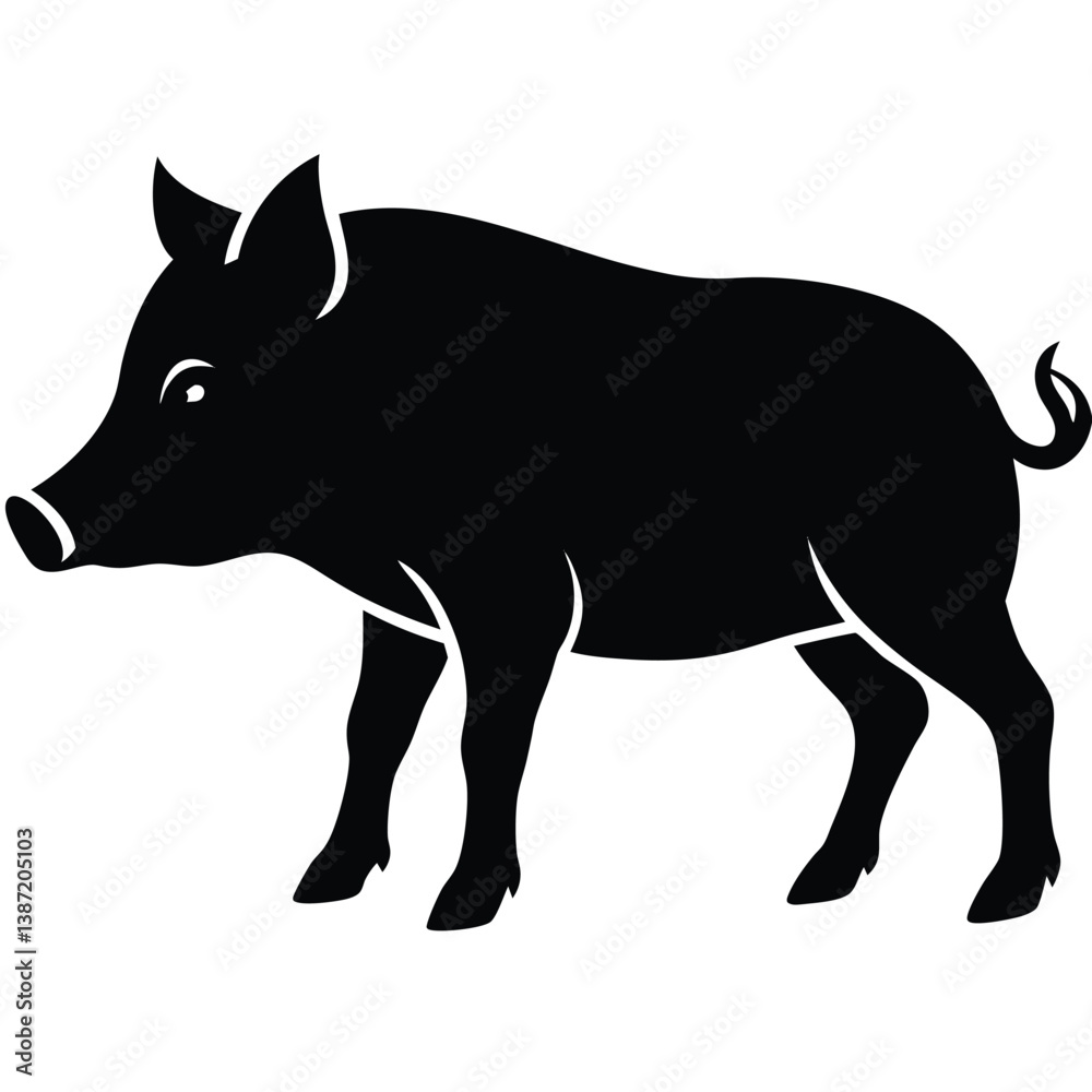 Fototapeta premium Pig vector silhouette Single collection