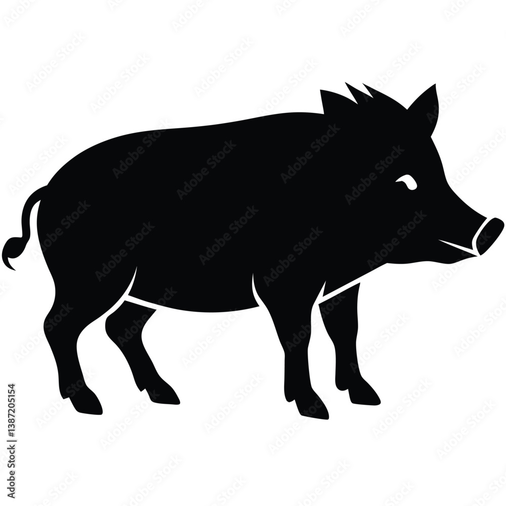 Fototapeta premium Pig vector silhouette Single collection 