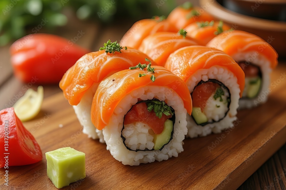 realistic salmon maki sushi roll realistic salmon maki sushi roll