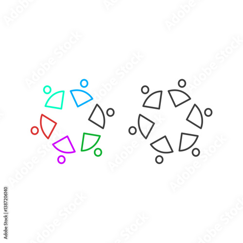 COLORFUL PEOPLE TOGETHER COWORKING TEAM TEAMWORK SIGN SYMBOL LOGO VECTOR