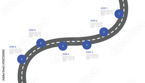 Roadmap Journey Infographic Template with 6 Steps
