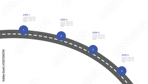Roadmap Journey Infographic Template with 4 Steps