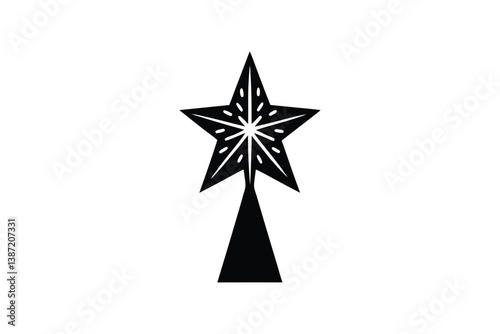 A Christmas tree star topper icon silhouette art illustration.eps