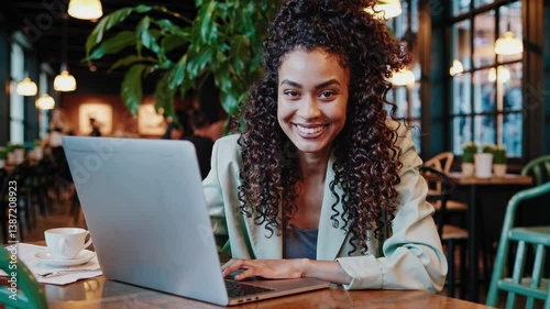 The Woman with Laptop Smiling