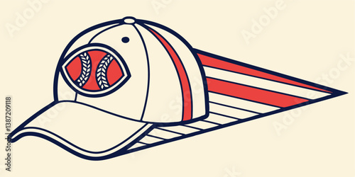 Baseball Cap Vector Design with Stripes for Sports Merchandise and Apparel