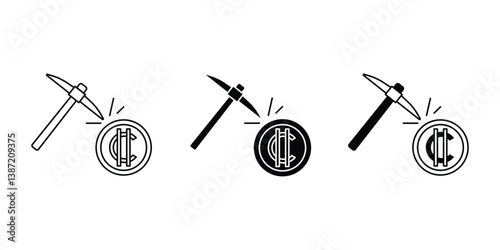 Mining crypto icon with bold, modern design. Ideal for blockchain technology, digital currency extraction, and fintech platforms. High-quality vector, fully editable and scalable.