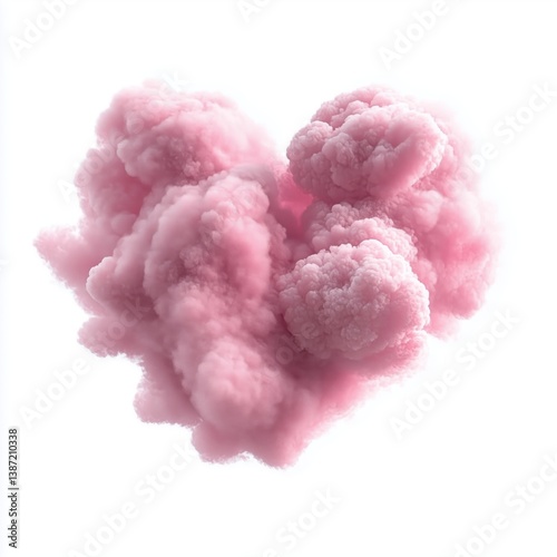 Fluffy Pink Cotton Candy Clouds Floating in a Dreamy White Sky with Whimsical Charm
