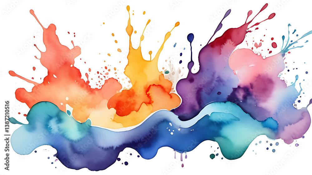 Obraz premium Watercolor Splash Art with Vibrant Colors for Creative Design Projects