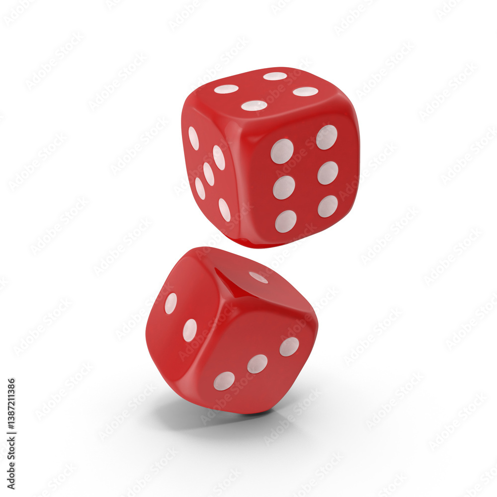 Rolling red pair dice Rolling red pair dice
