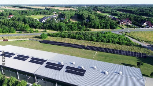 Wallpaper Mural Aerial view of solar panels on industrial roof Torontodigital.ca