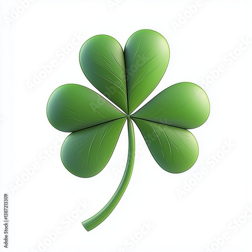 Four-Leaf Clover Symbolizing Good Luck with Lush Green Color on Bright White Background
