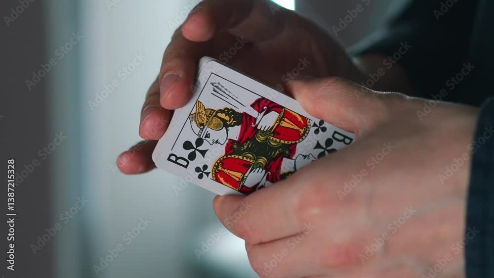 playing cards in the hands of a gambler close-up playing cards in the hands of a gambler close-up