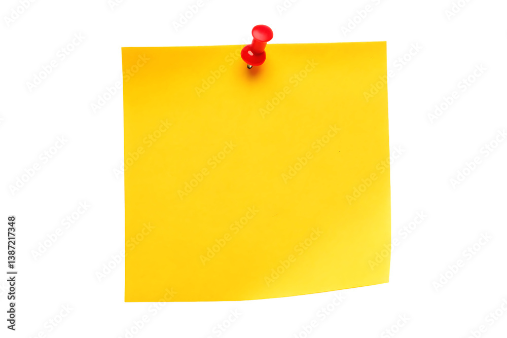 yellow sticky post it note with red pushpin isolated on white background PNG. GENERATIVE AI yellow sticky post it note with red pushpin isolated on white background PNG. GENERATIVE AI