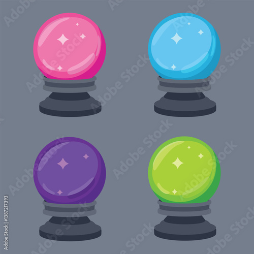Magician, fortune teller, clairvoyant crystal ball collection for fortune telling