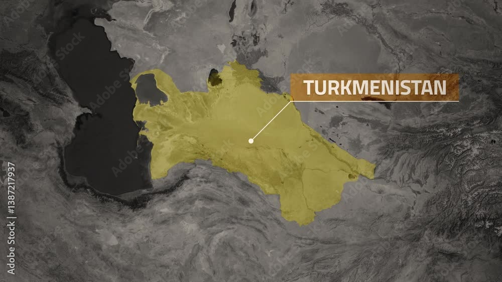 Turkmenistan VOX Style Map Animation in 4K UHD Highlighting Karakum Desert and Silk Road Legacy