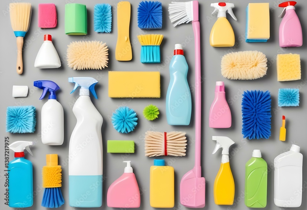 Cleaning items isolated on white background Cleaning items isolated on white background
