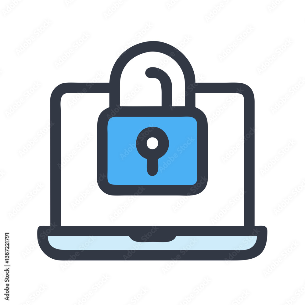 Laptop with Lock Representing Online Security or Privacy Icon Design Laptop with Lock Representing Online Security or Privacy Icon Design