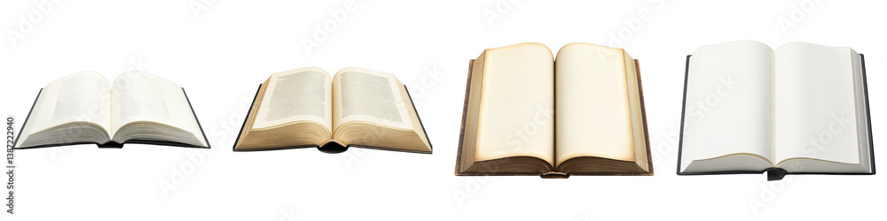 Blank open book isolated on transparent background. PNG, Set of Blank open book isolated on transparent background. PNG, Set of