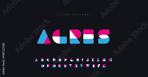 Agres Modern abstract digital alphabet font. Minimal technology typography, Creative urban sport fashion futuristic font and with numbers. vector illustration