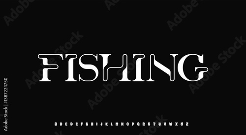 Fishing Luxury font alphabet logo. Typography beautiful fashion elegant classic letters serif italic fonts decorative wedding vintage blossom logos. vector illustration
