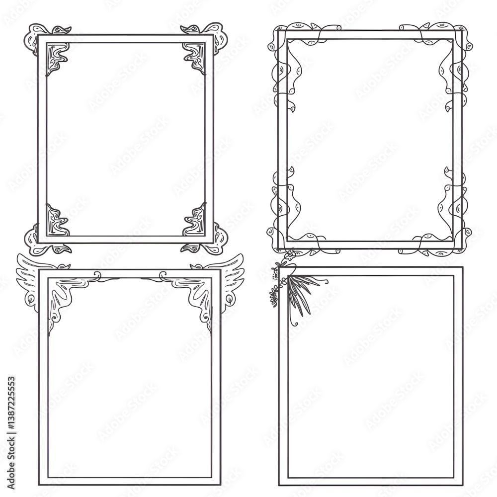 vector line art sheet various beautiful frames vector line art sheet various beautiful frames