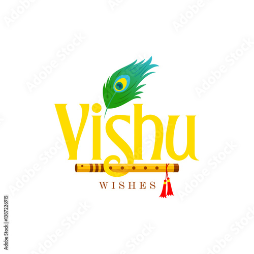 Vishu is a Hindu festival celebrating the Malayali New Year in Kerala, Tulu Nadu, and Mahe of India. English typography with Kanikonna means cassia fistula flower