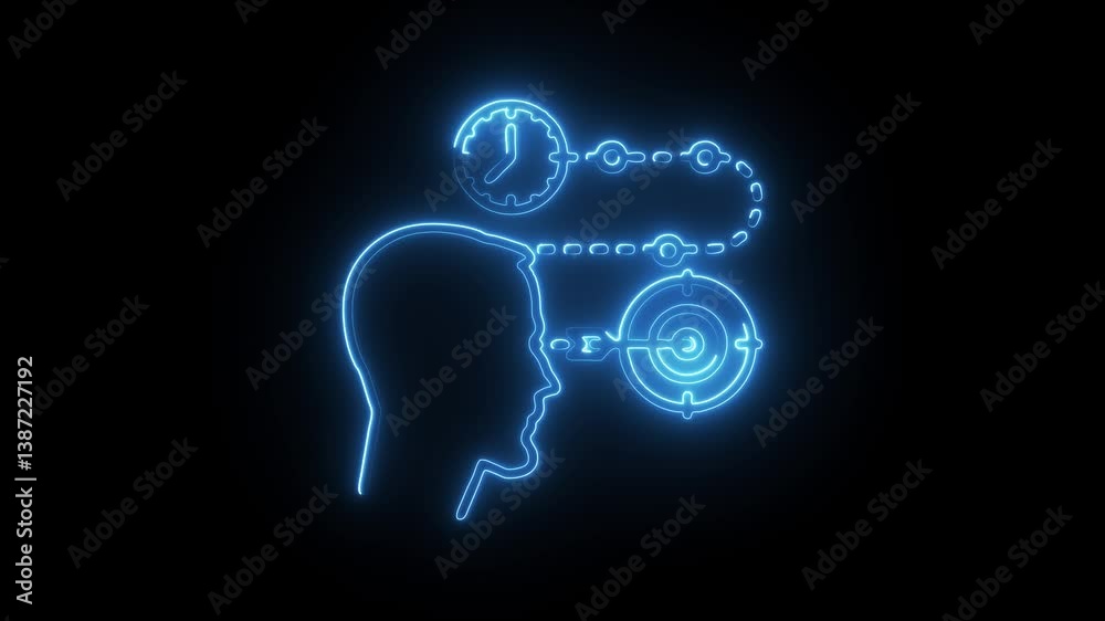 Glowing neon target icon isolated on black background. HD Video motion graphic animation Glowing neon target icon isolated on black background. HD Video motion graphic animation
