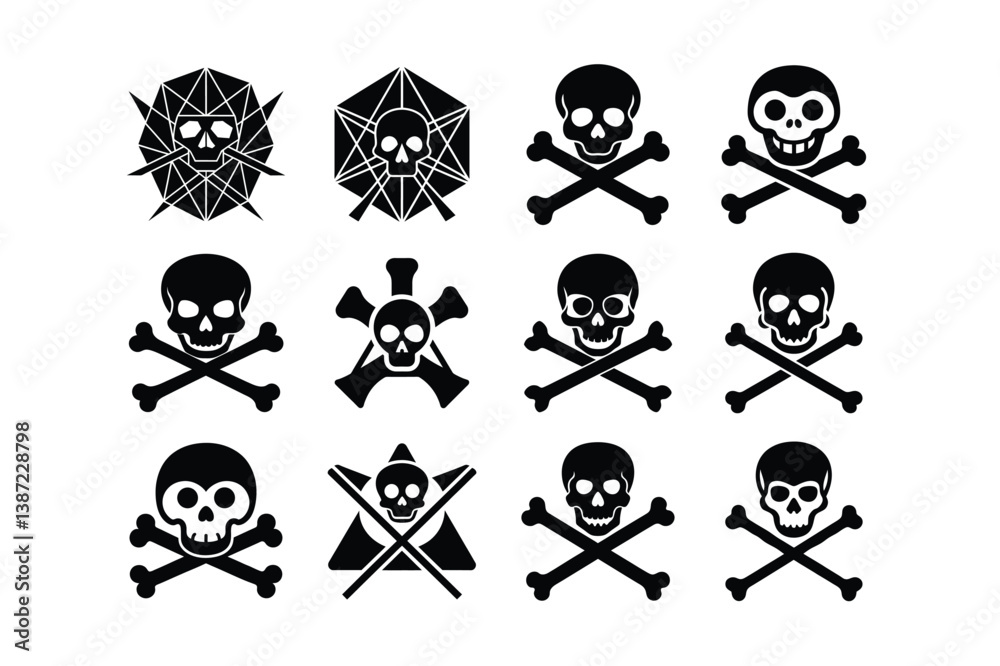 Skull and Crossbones Icon Pack – Vector Death, Danger & Pirate Symbols
Skull and Crossbones Icon Pack – Vector Death, Danger & Pirate Symbols