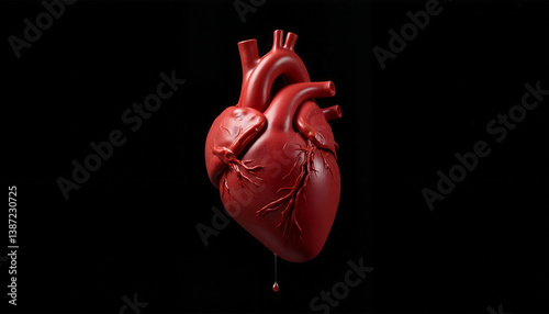 Heart symbolizing blood donation on a black background, Heart with blood drop, World Blood Donor Day  