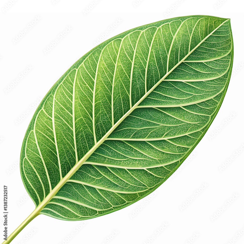 Obraz premium Realistic Green Leaf Illustration with Detailed Veins for Nature and Environmental Designs