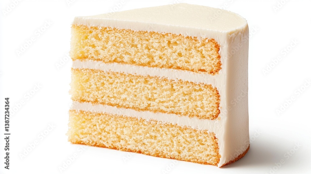 Fototapeta premium Three Layered Vanilla Cake Slice
