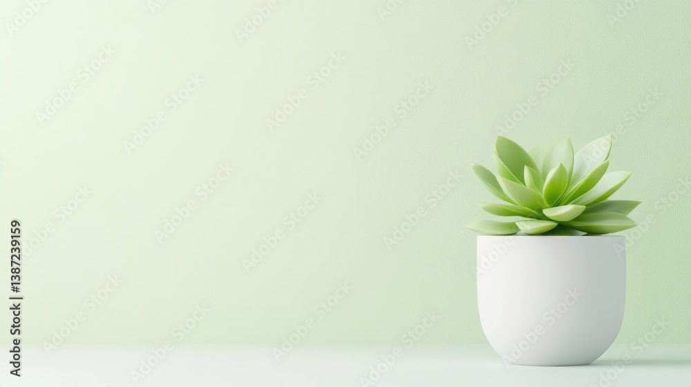 A succulent in a white pot sits against a pale green background. The image is simple, featuring soft lighting and a minimalist aesthetic. The color palette is calming and serene. Its a high-quality A succulent in a white pot sits against a pale green background. The image is simple, featuring soft lighting and a minimalist aesthetic. The color palette is calming and serene. Its a high-quality
