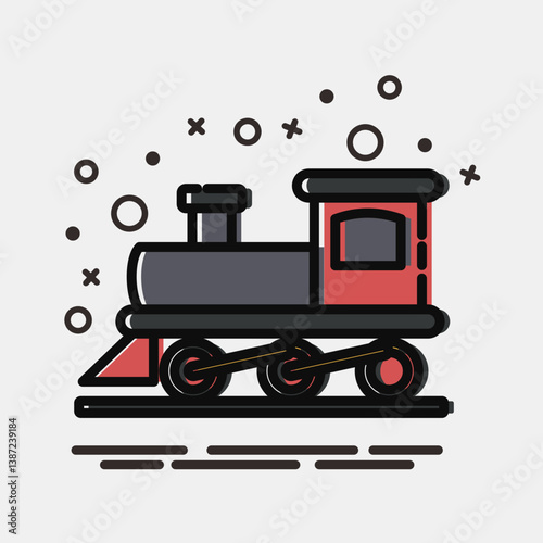 Icon old train. Transportation elements. Icons in MBE style. Good for prints, posters, logo, sign, advertisement, etc.