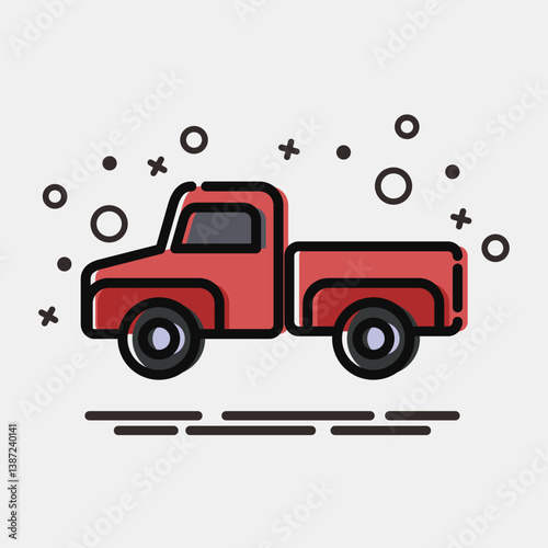 Icon pick up truck. Transportation elements. Icons in MBE style. Good for prints, posters, logo, sign, advertisement, etc.