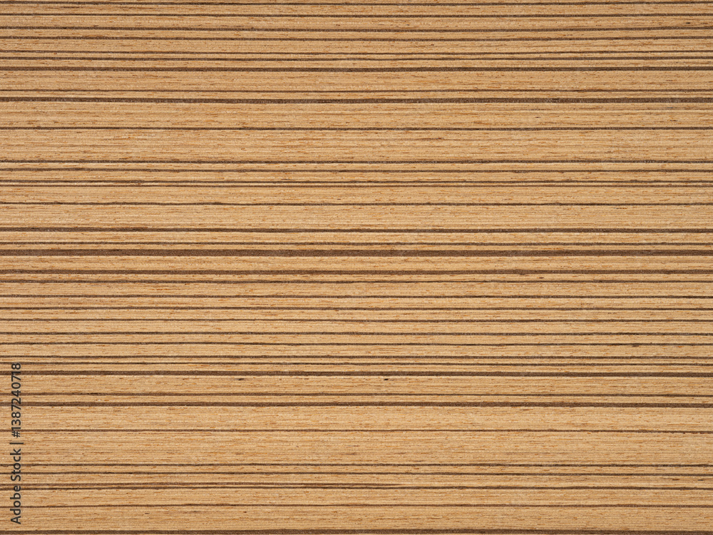 Naklejka premium Teak veneer with its natural horizontal stripes in earthy beige and tan offers a serene and classic look