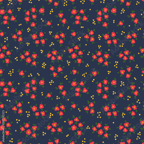 Coquette small flowers trellis seamless pattern. Preppy bouquets. Liberty style millefleurs texture